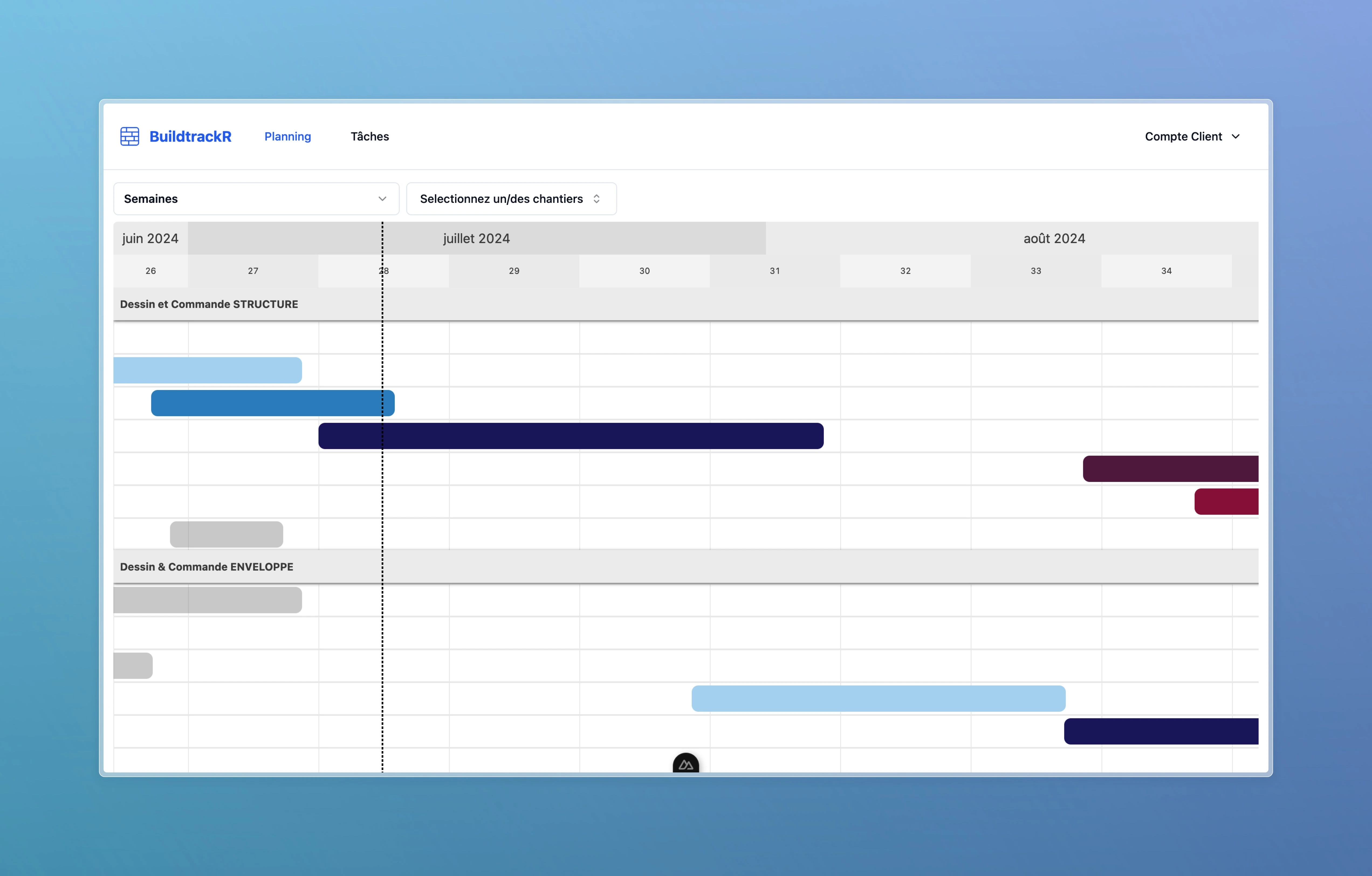 Interface BuildtrackR - Planification de chantier simplifiée